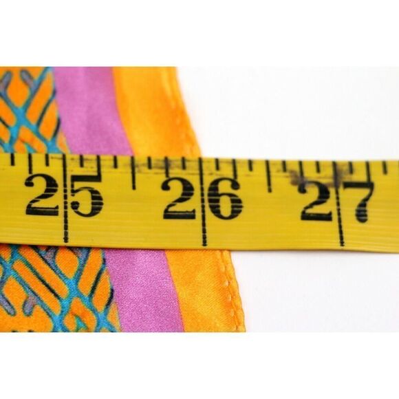 26"x26.5" GOLD BEIGE ORANGE FLORAL PRINT SILK HANDROLLED SCARF SHAWL WRAP (B46 - Picture 6 of 7